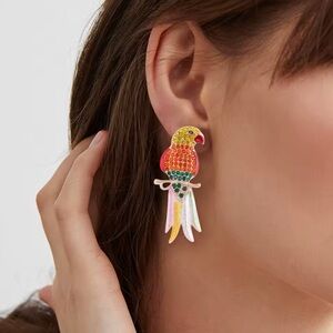 Bold & Brilliant Parrot Statement Stud Earrings